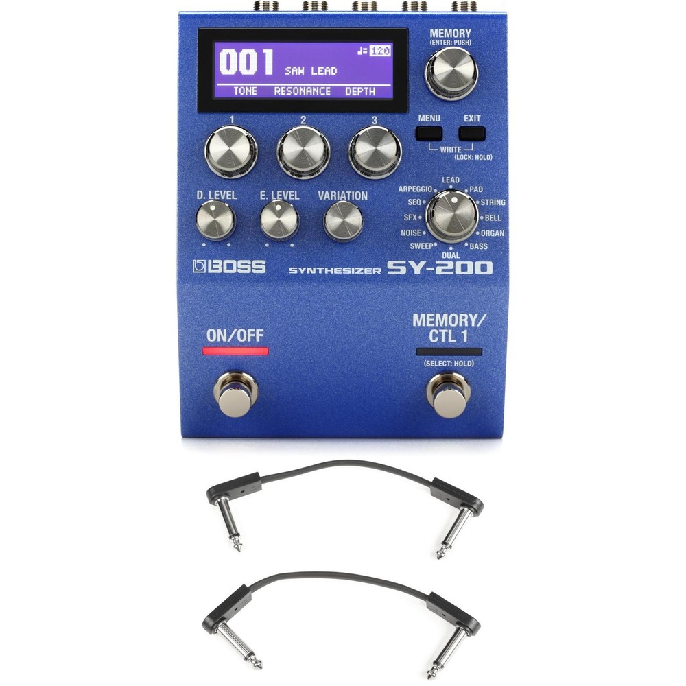 Boss SY-200 Guitar Synthesizer Pedal with EBS Patch Cables