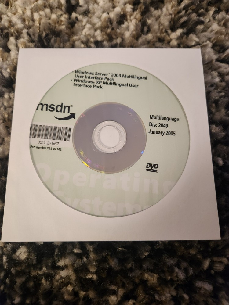 MSDN Microsoft Windows Server 2003 Multilingual User Interface Pack XP DVD 2849