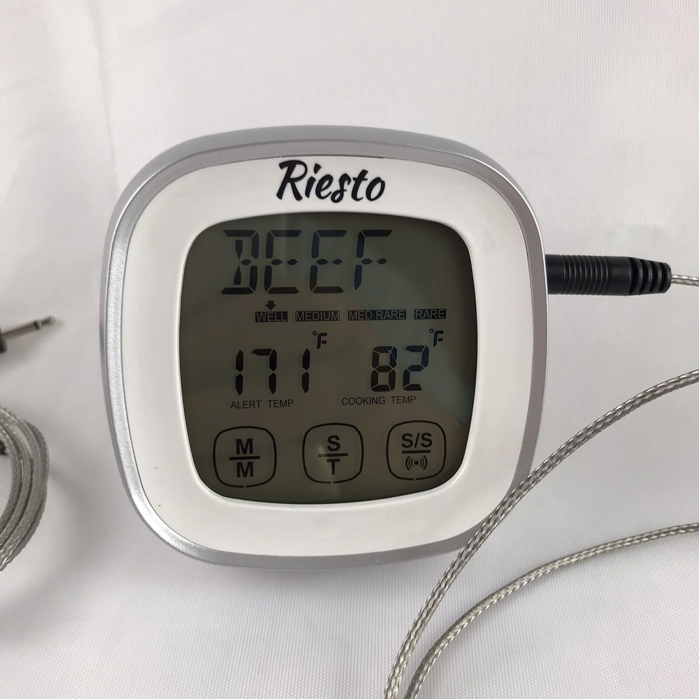 Riesto Touch Screen Thermometer and Timer With Extra Probe! Oven BBQ Grill