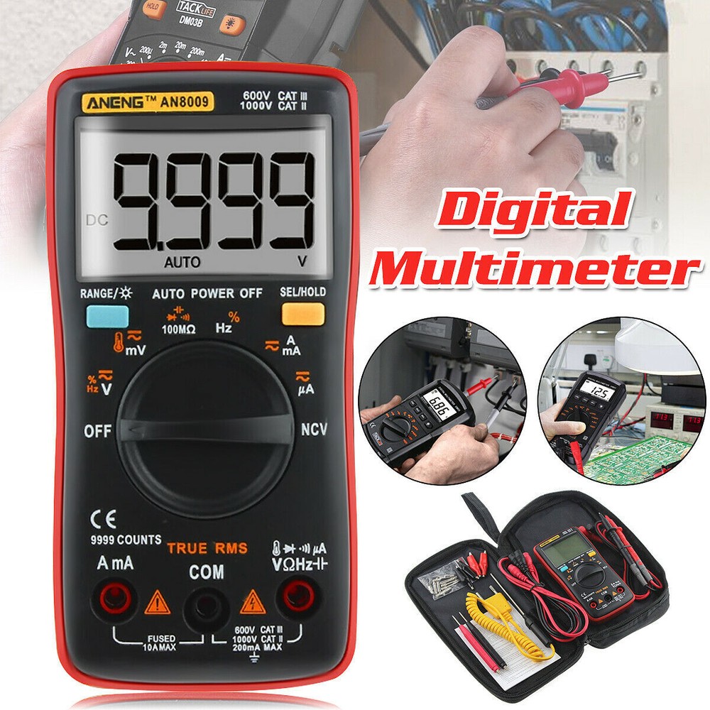 ANENG AN8009 Digital ClampMeter Handheld RMS Multimeter AC/DC Current Resistance