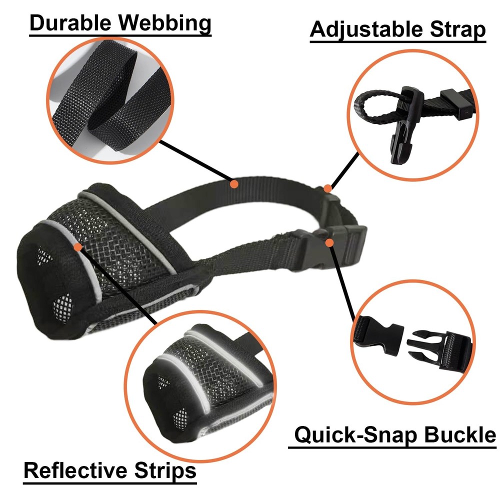 Dog Muzzle for Small, Medium, Large Breeds - Soft Mesh for Biting Training