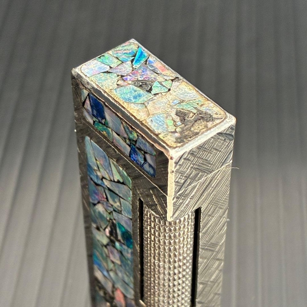 Dunhill Lighter Gold Wav Opal Pattern Working Condition