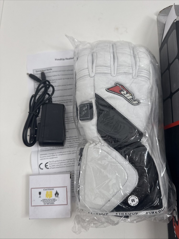 Fired Up Men’s Heated Gloves White/Black Medium
