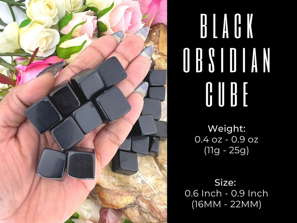 Black obsidian mini crystal cube - black obsidian cube - obsidian mini cube -