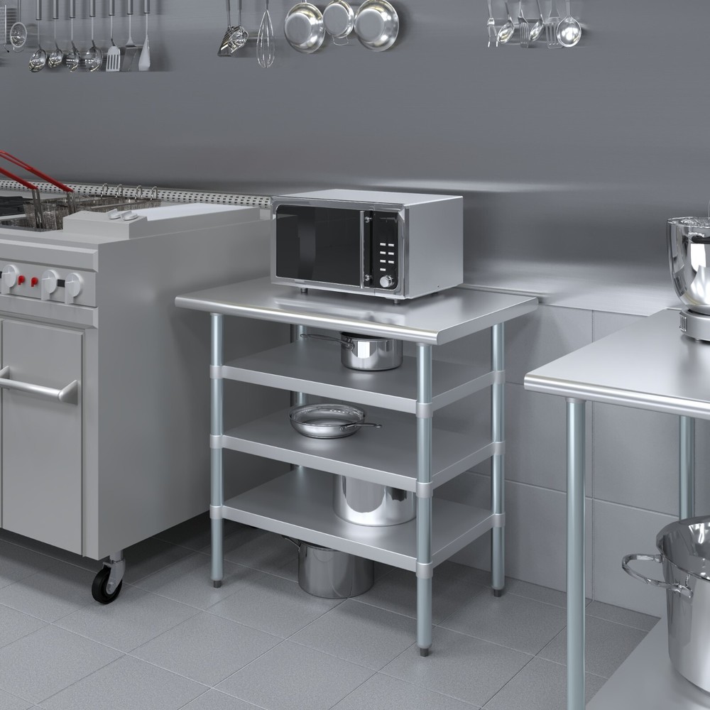 24 in. x 36 in. Stainless Steel Table With Three Undershelves