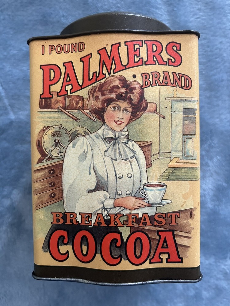 VINTAGE PALMERS BRAND BREAKFAST COCOA 1 POUND EMPTY TIN GOOD SHAPE