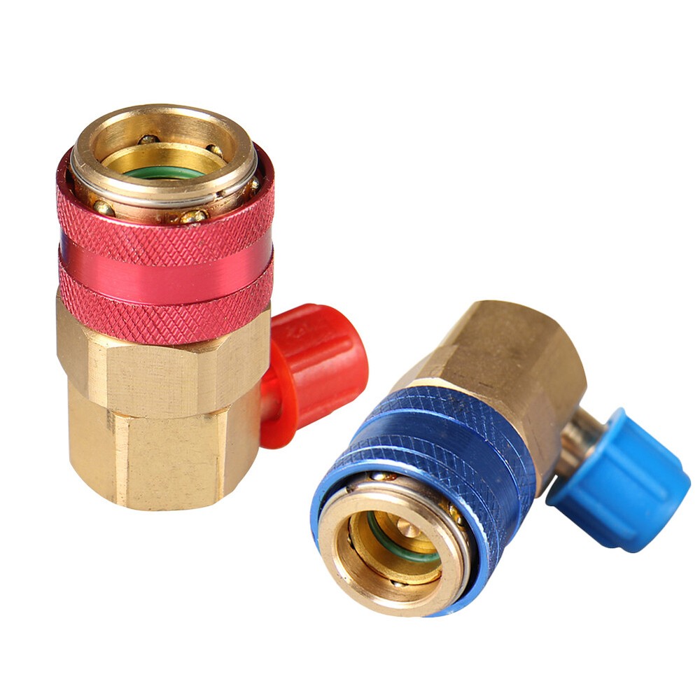 Quick Coupler Adapter HVAC A/C Manifold T Connector 1/4" SAE High Low Side
