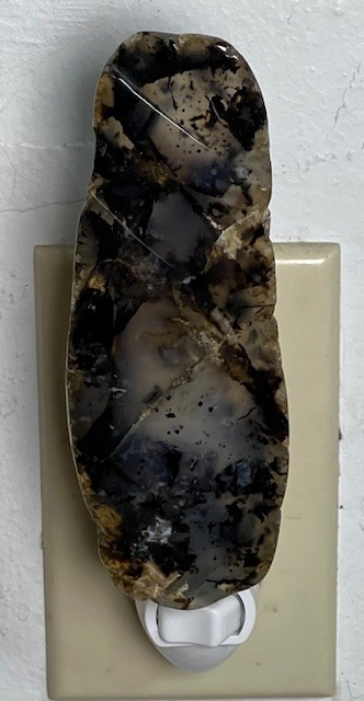 Extra Large Montana Moss Agate Night Light, Yellowstone River stone