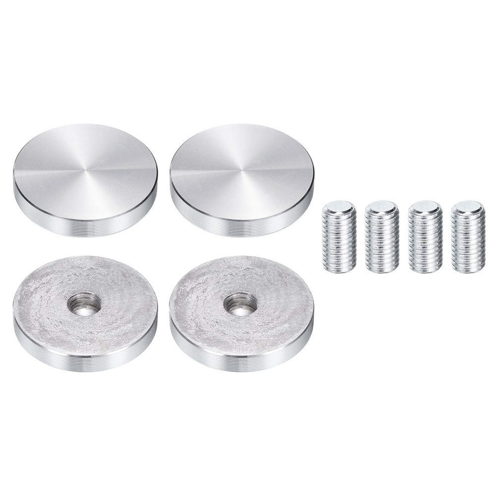 4pcs M10 Thread 40mm Diameter Round Shape Aluminum Disc Hardware, Silver