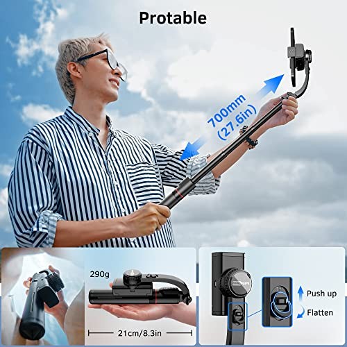 Smartphone Gimbal Stabilizer with Remote, Aluminum Extendable Selfie Stick