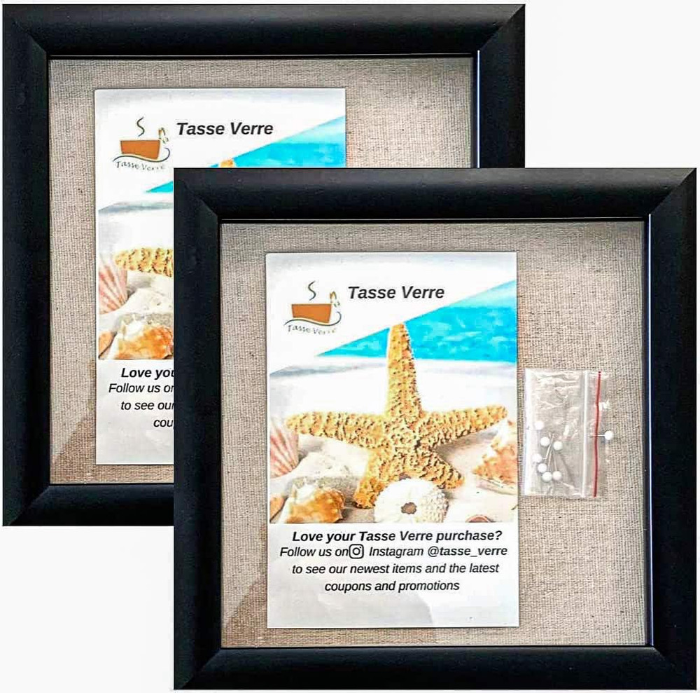 8x8 Black Display Shadow Box (2-Pack) Frame w/Linen Background and 16 Stick Pins