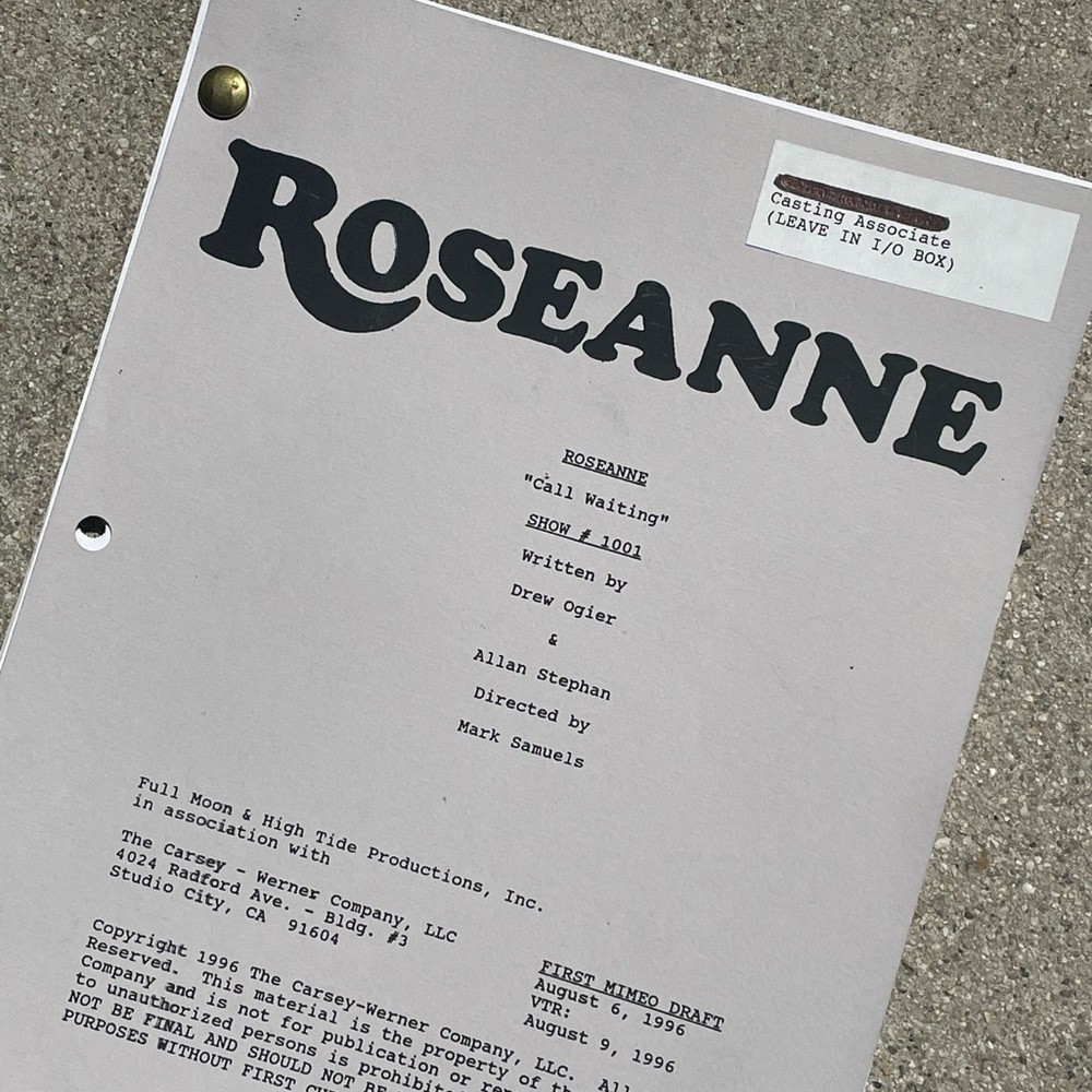 Roseanne Original 1996 Production Used Final Draft Script Goodman Barr Metcalf