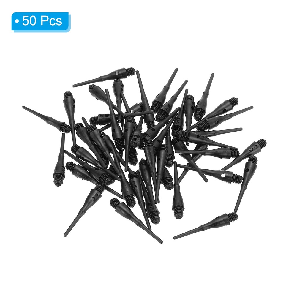 50Pcs 2BA Thread Plastic Soft Tip Dart Points Replacement Accessories, Black
