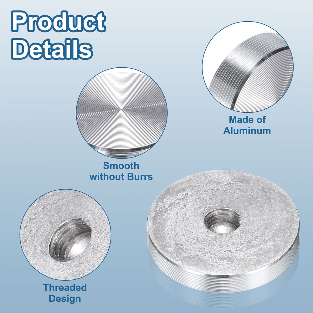 4pcs M10 Thread 40mm Diameter Round Shape Aluminum Disc Hardware, Silver