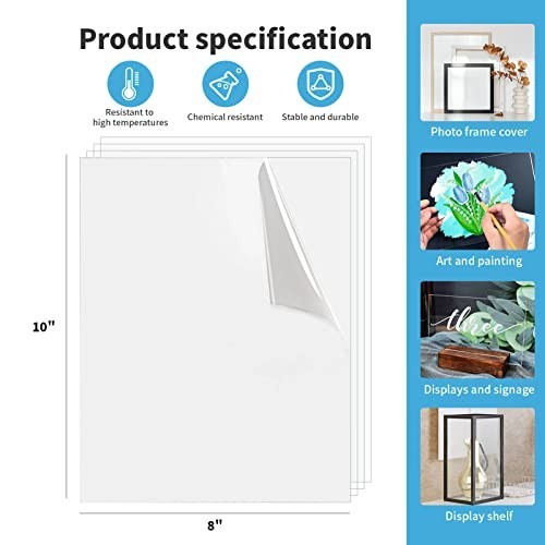 5-Pack 8x10" Clear PET Plexiglass Sheets - Flexible Plastic for Crafts, Frames,