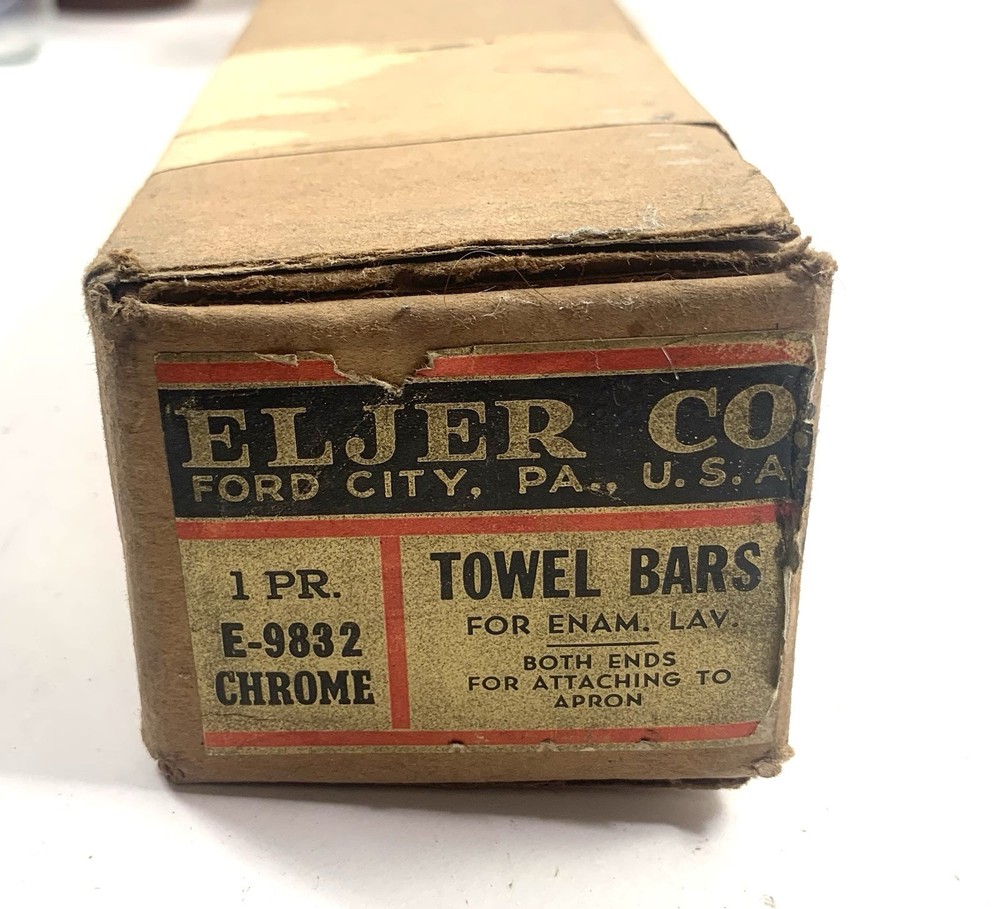 Vintage Eljer Co. E-9832 Chrome Towel Bars 1 Pair - Sealed Box - NOS
