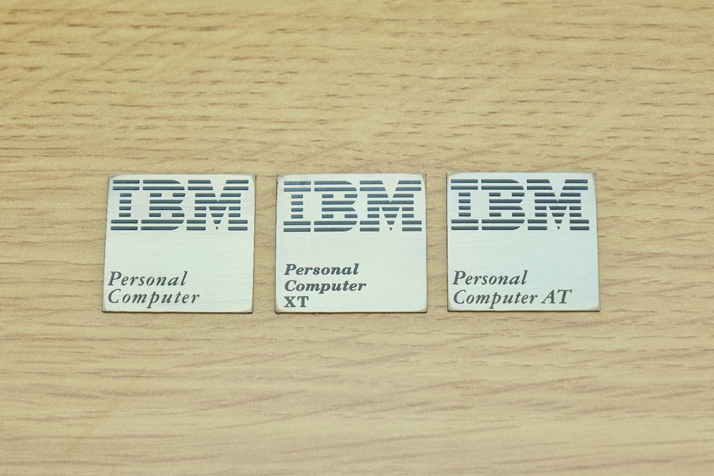 IBM Personal Computer XT AT Reproduction Case Badges Brushed Stainless Retro PC