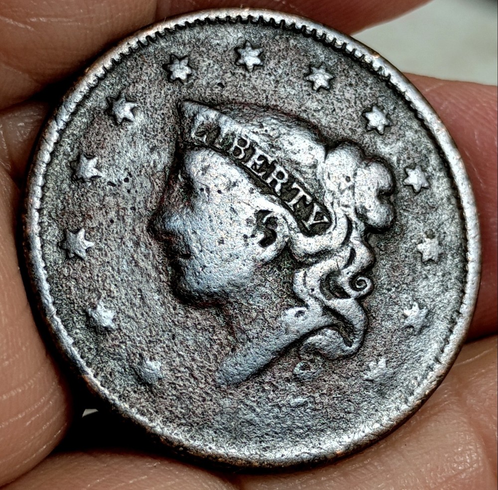 1837 "Probably" Matron Head Large Cent- Beaded Cords, Small Letters