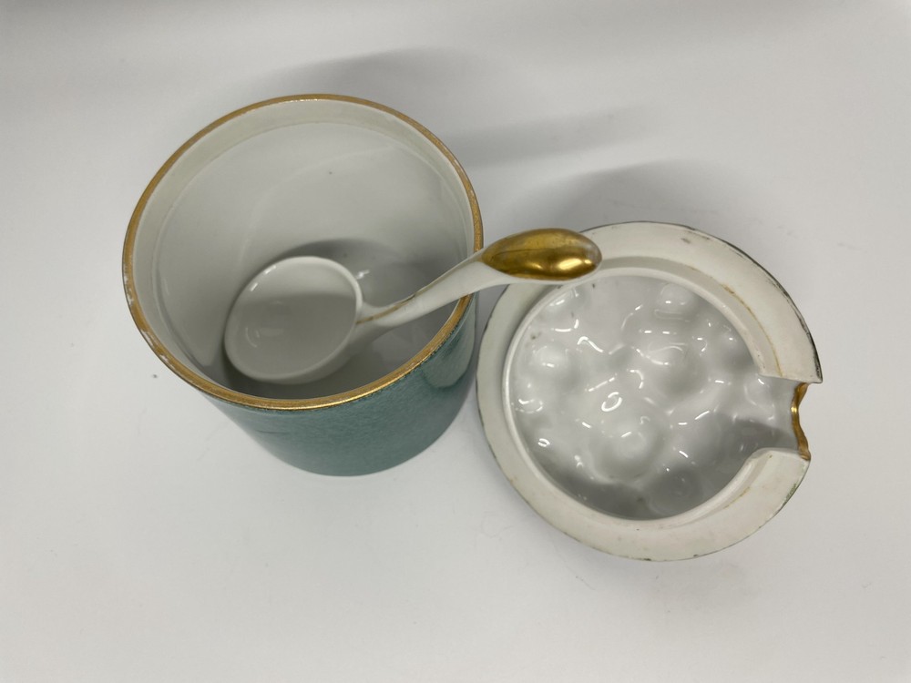 Noritake Deco Era Molded Fruit Jam Jar with Spoon