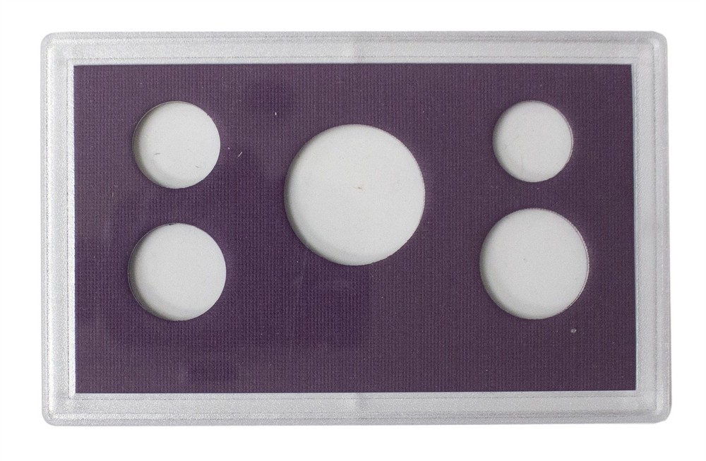 Empty Plastic Lens with Purple Insert B Holds 5 Coins, 5 Pack