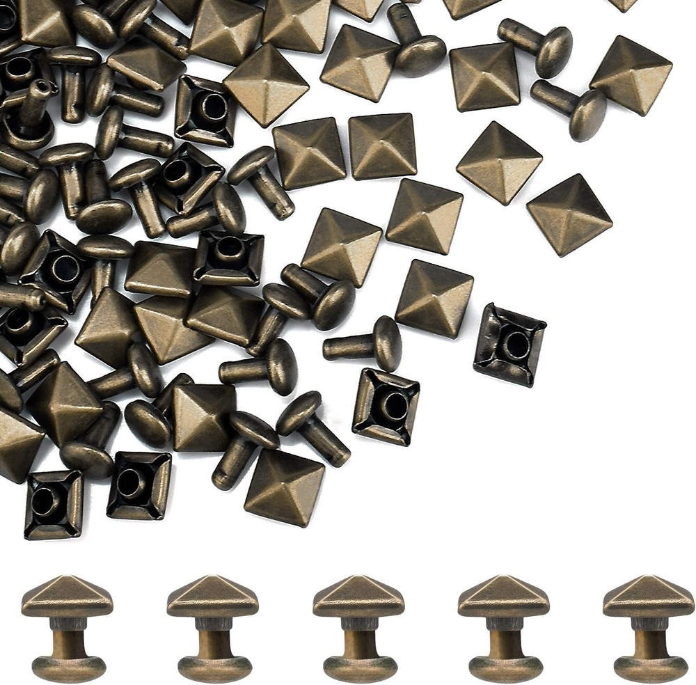 Durable 6mm Square Pyramid Rivets - Perfect for Leather Crafting and Decoration