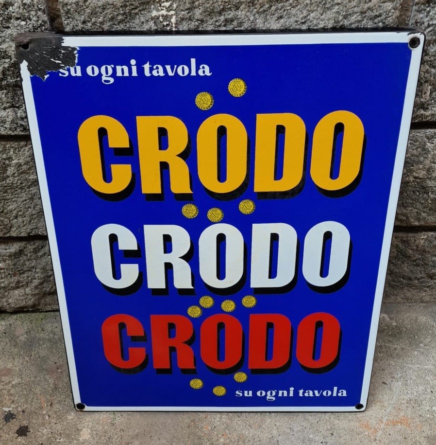 Crodo Enamel Table Sign