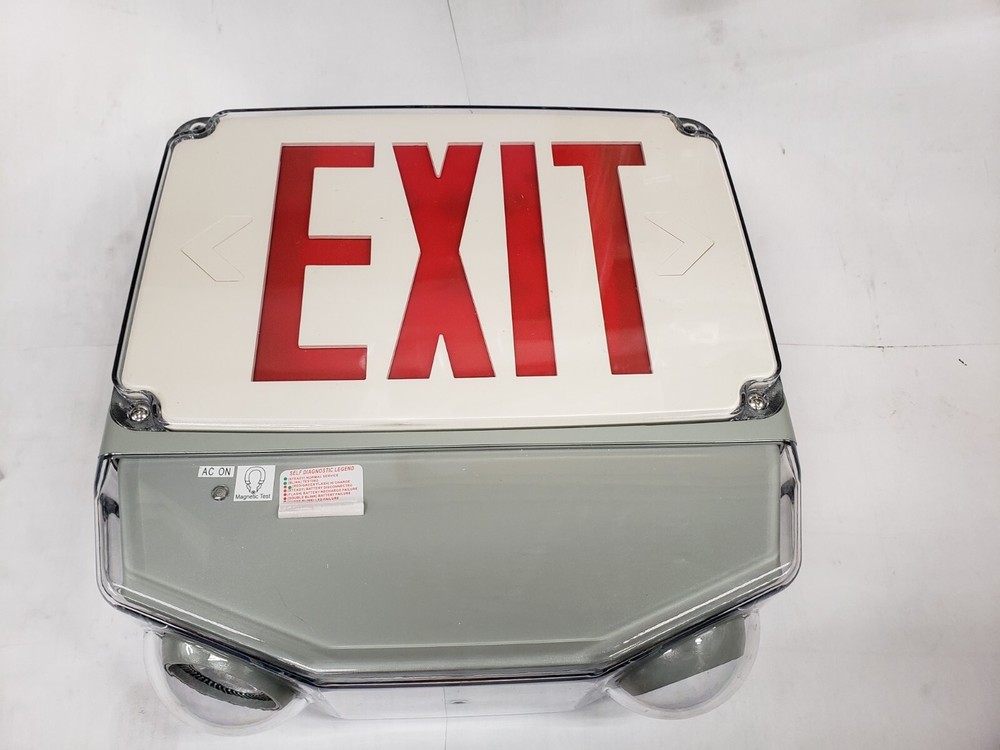 Unbranded Wet Location Combo LED Exit/Emergency Light, Double Face