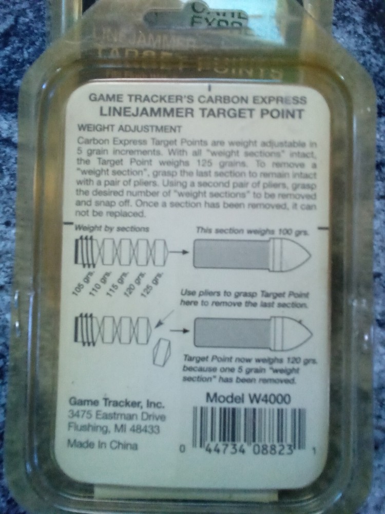 Game Tracker Carbon Express Linejammer Target Points adj. 125 to 100 gr. 10 pack