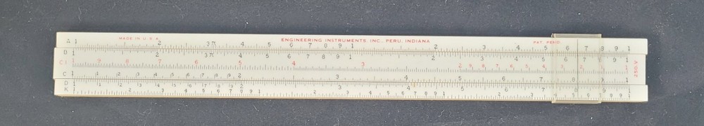 Vtg Engineering Instruments Inc 10" Slide Rule 250-V W/Box/Case/Instruction Book
