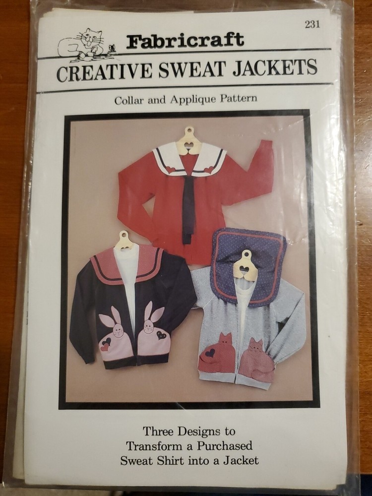 Fabricraft Creative Sweat Jackets Collar Applique Pattern Craft Kit