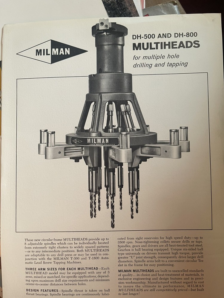 Milman Engineering Company  Assorted Tool Brochures