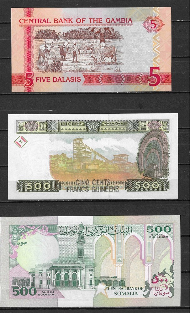 3 Different Banknotes. UNC. Foreign World Paper Money.
