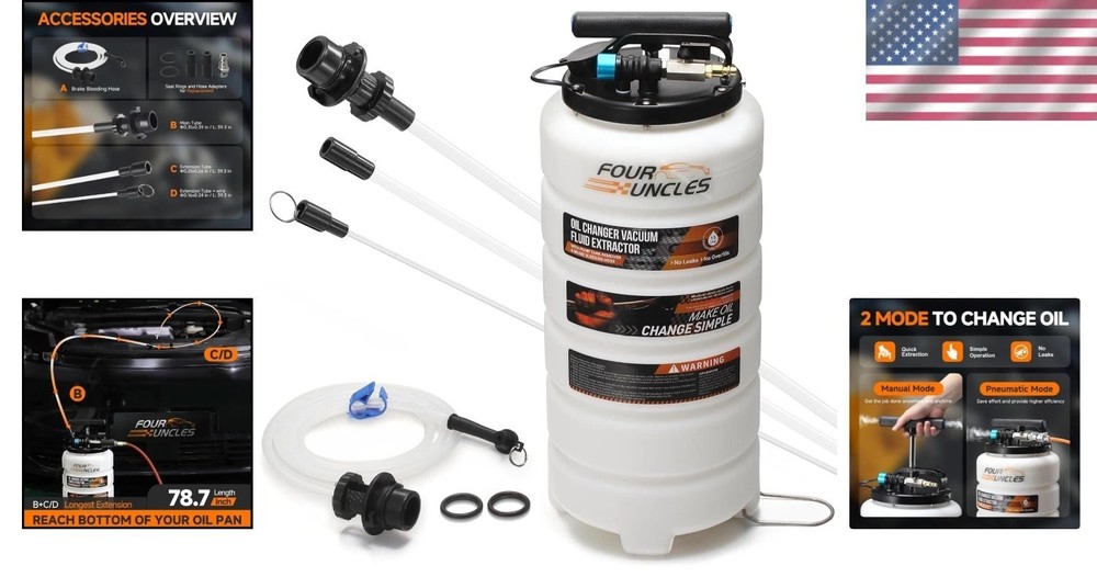 Lightweight 15L Fluid Extractor - Manual and Pneumatic Modes for Convenient Use