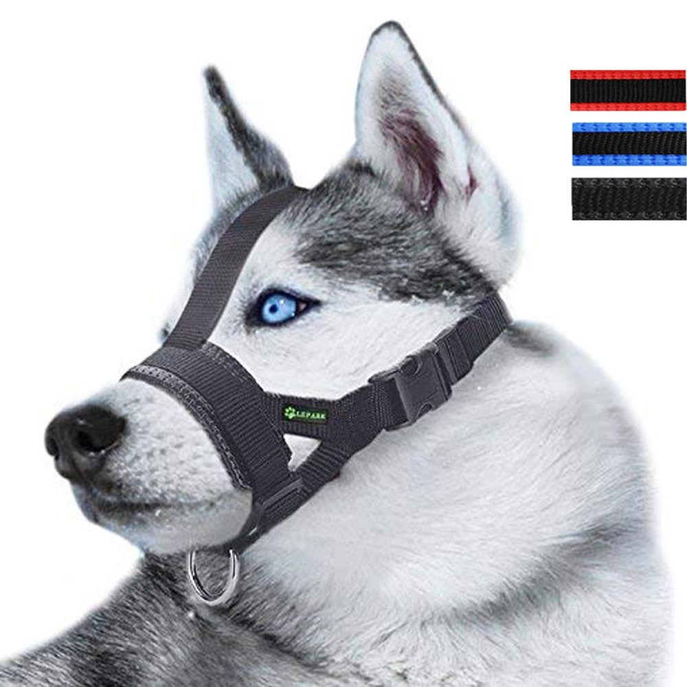 Head Strap Dog Muzzle Prevent from Taking Off by Paws for Small,Medium and La...