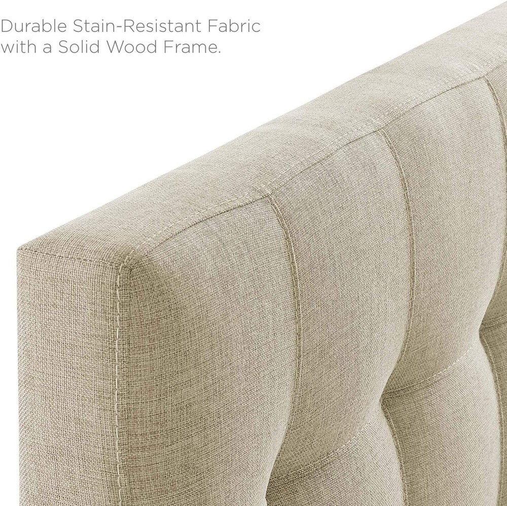 Twin Headboard Linen Fabric Tufted Adjustable Height Modern Style
