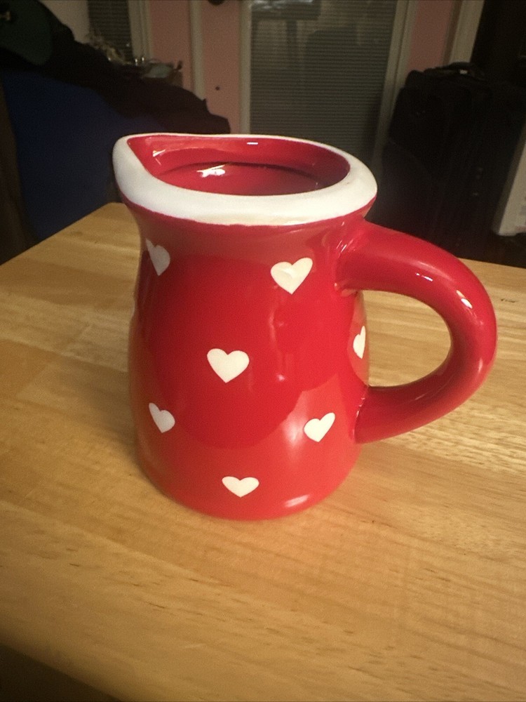 Terramotto Ceramic Red Hearts Pitcher