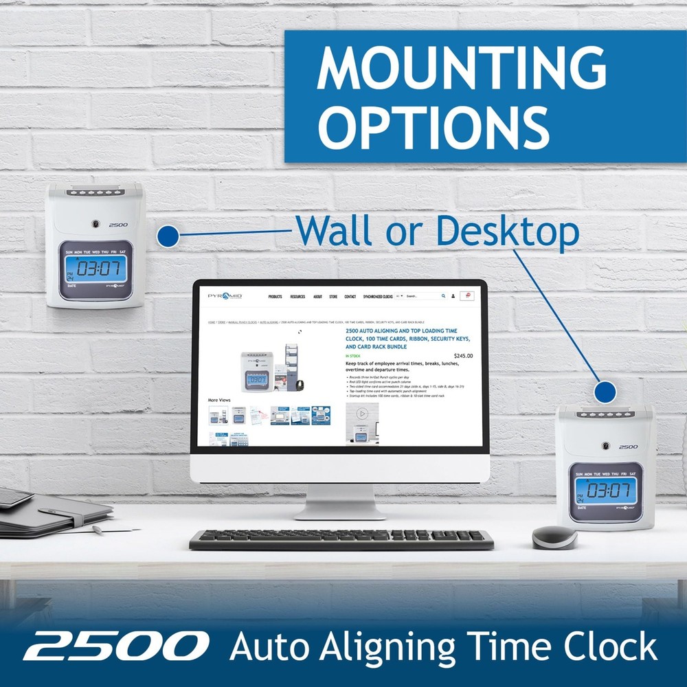"2500 Time Clock Bundle for Small Businesses - Unlimited Employees, Ivory"