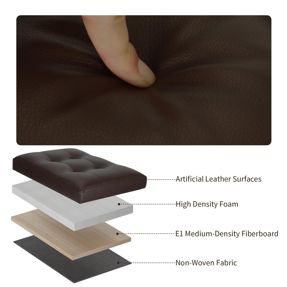 Storage Ottoman Foot Rest Stool Foldable Leather Footstool Storage Bench with...