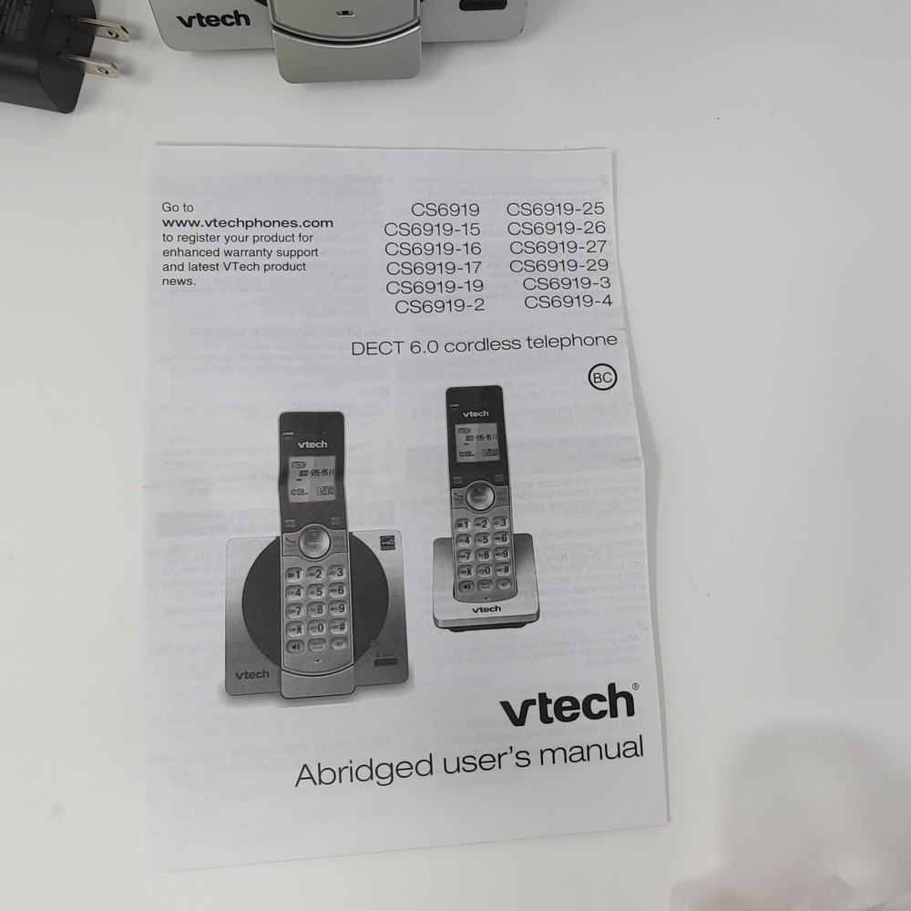 Phone Cordless VTech CS6919 DECT 6.0 Expandable with Call Block, Silver & Black