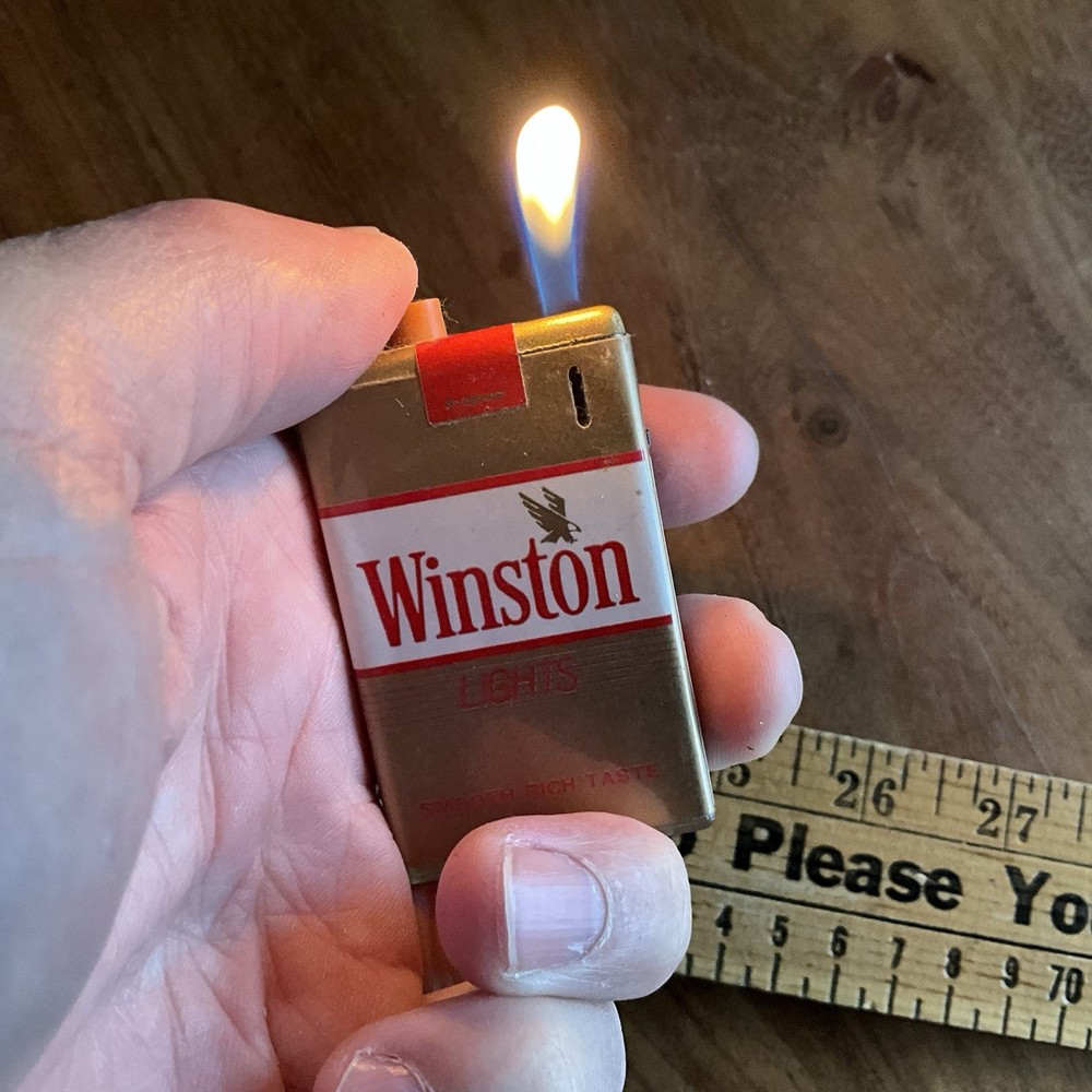 Vintage Winston Lights Cigarette Pack Lighter – Collectible - Tested Working