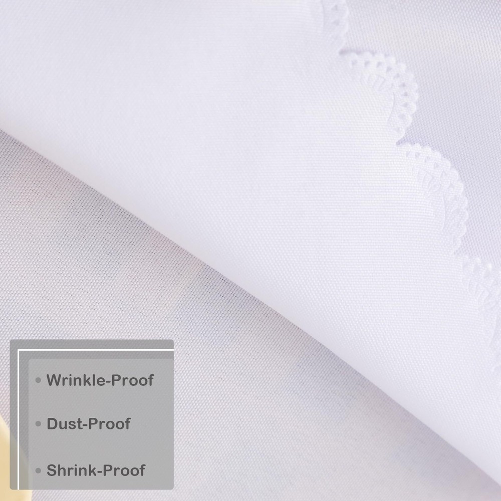 Small Square White Tablecloth 36 x 36 Inch Polyester Fabric Washable Table Co...