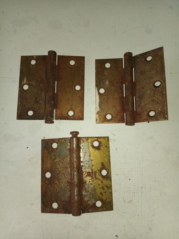 3 Vintage Door Hinges Brass