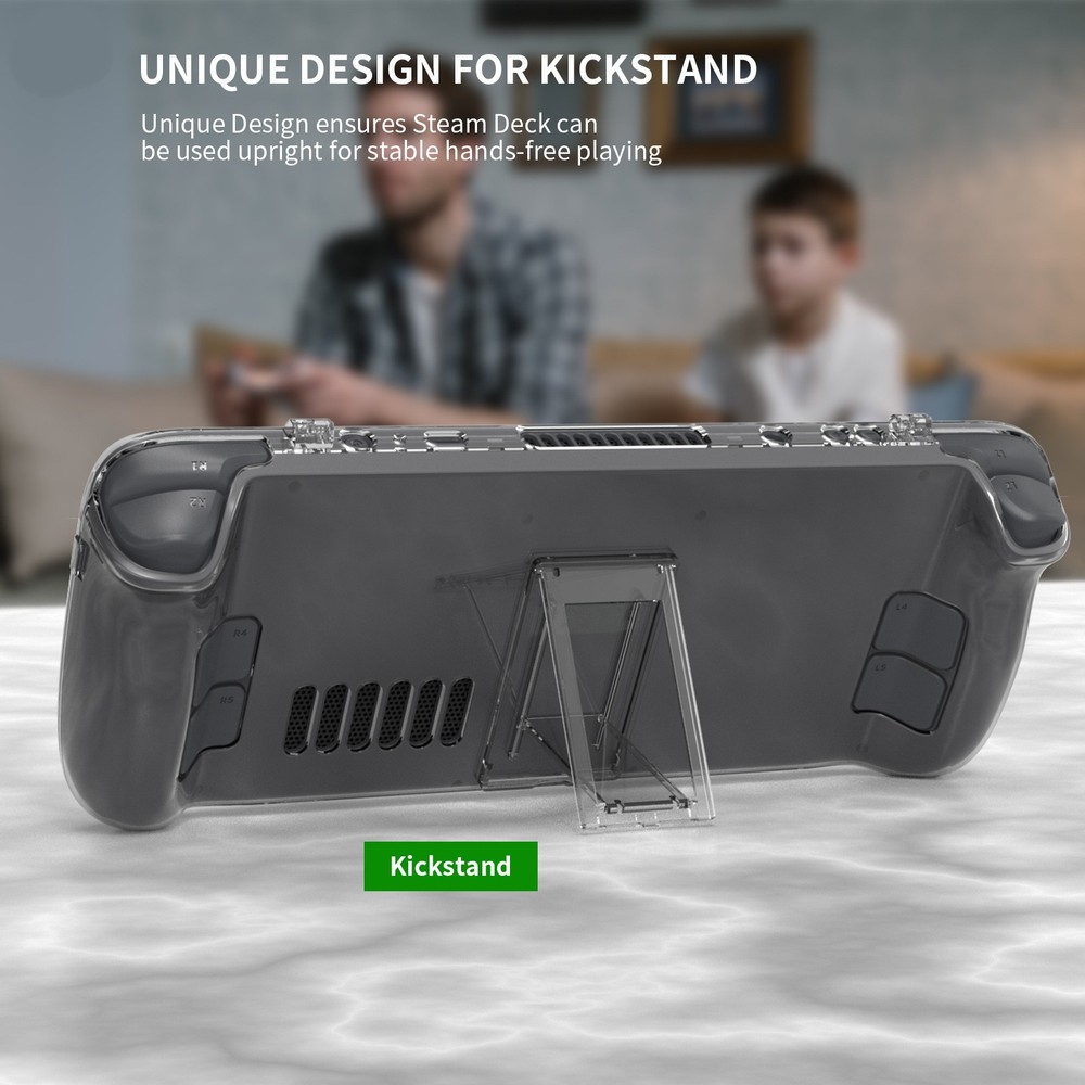 2 in 1 Crystal Clear Protective Back Case Shell for Steam Deck Game Console h