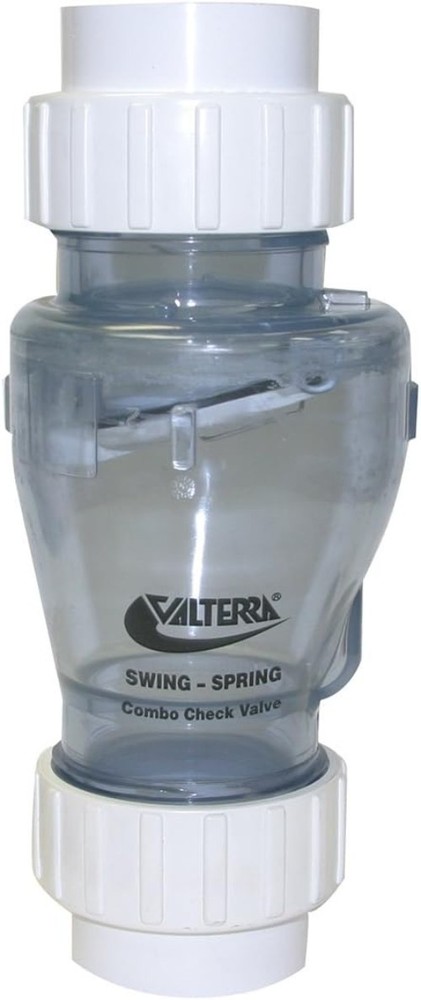 PVC Swing/Spring Combination Check Valve, Clear, 2" Union