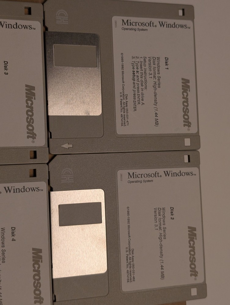 Microsoft Windows 3.1 Operating System Vintage PC Software Complete 6 Disk Set