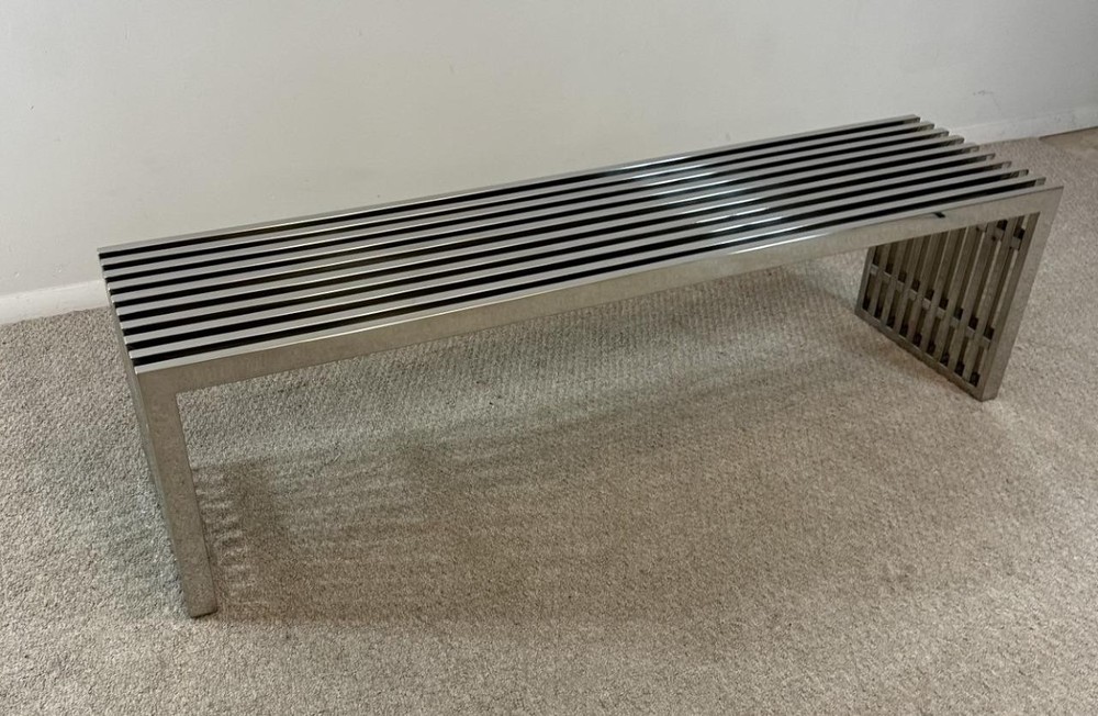 Mid-Century Modern Chrome Slatted Bench