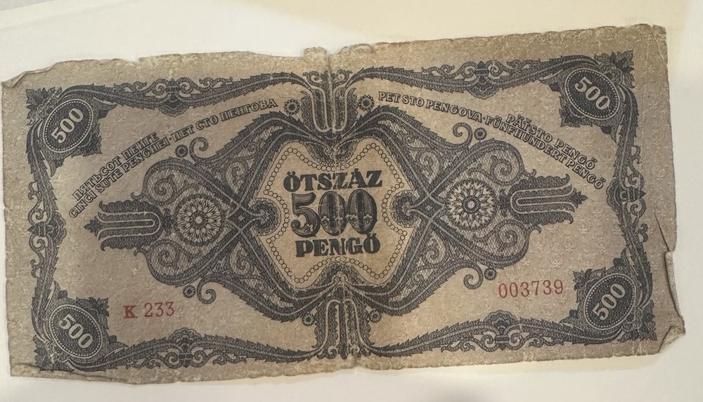 1945 Banknote Hungary (Kingdom) 500 Pengo