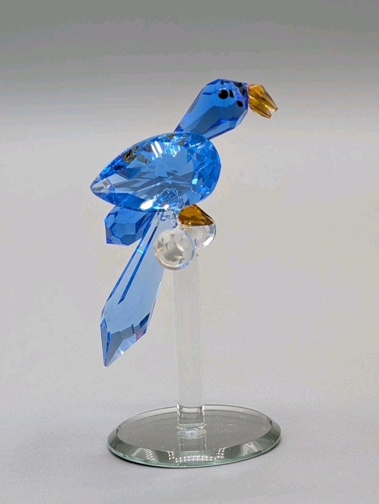 Glass Parrot On A Perch Figurine 3"