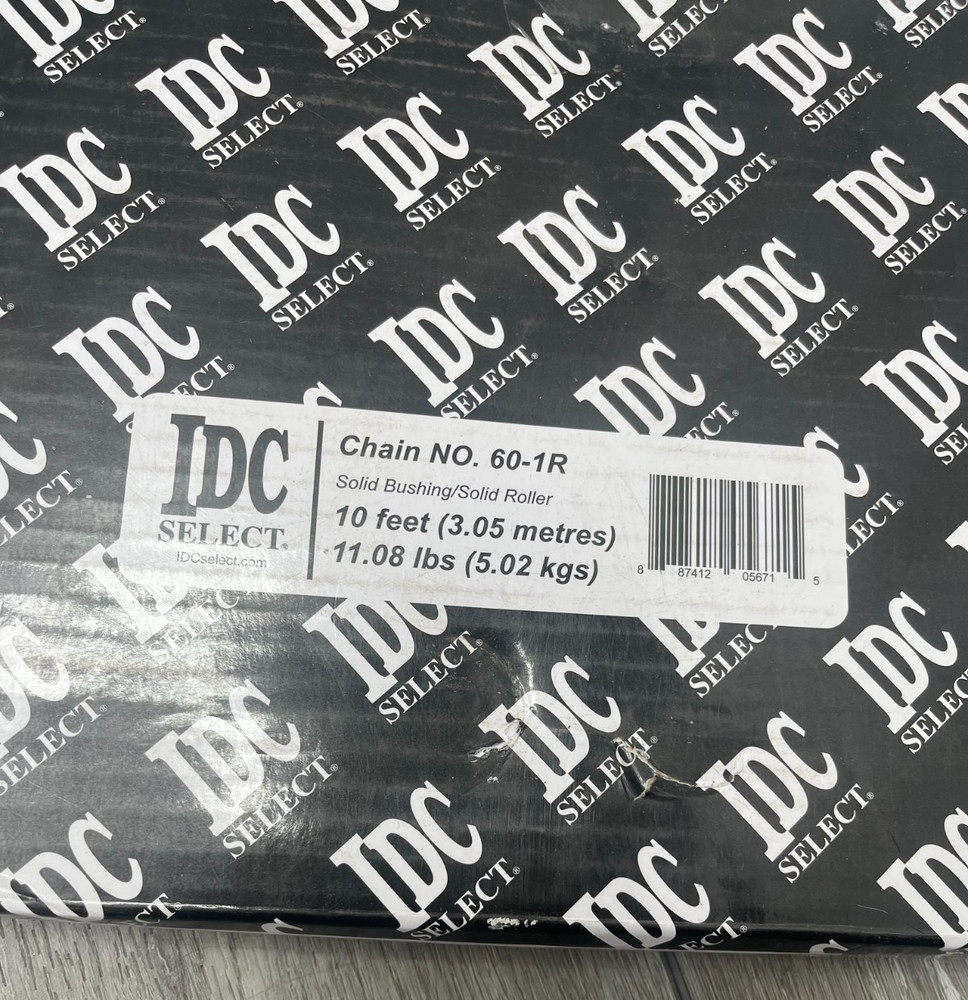 60 LB Chain IDC Select 60-1R Solid Bushing/Solid Roller Chain, 10 FT