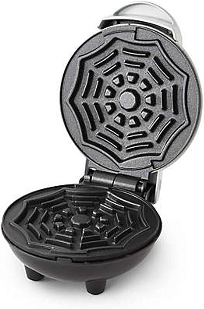 Dash SpiderWeb Mini Waffle Maker White 4" Cooking Surface Non-Stick Halloween